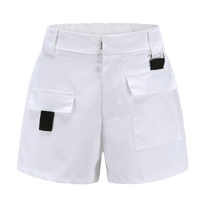 Polyester Solid Casual Middle Waist Shorts