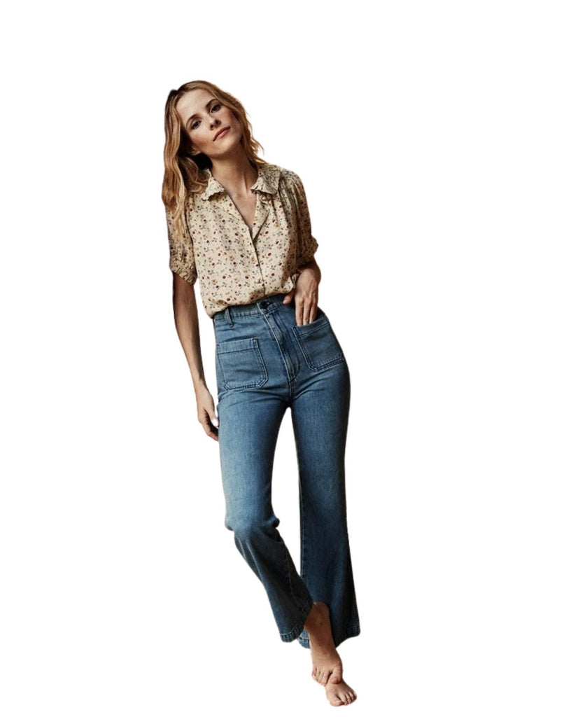 Cotton Wide Leg Casual Half-Assed Jeans