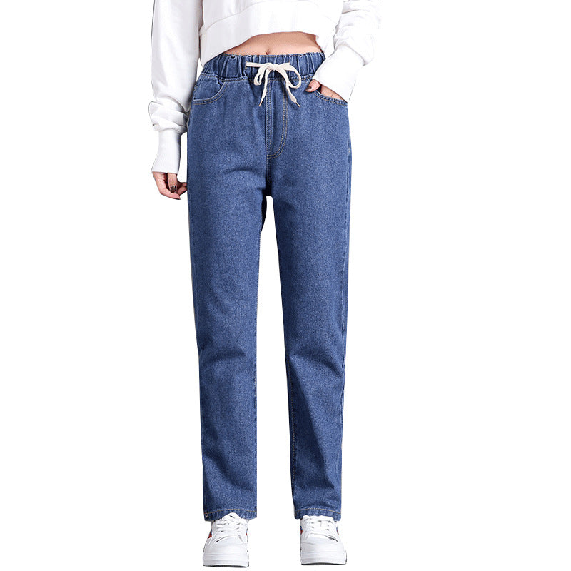 Cotton Straight High Waist Jeans