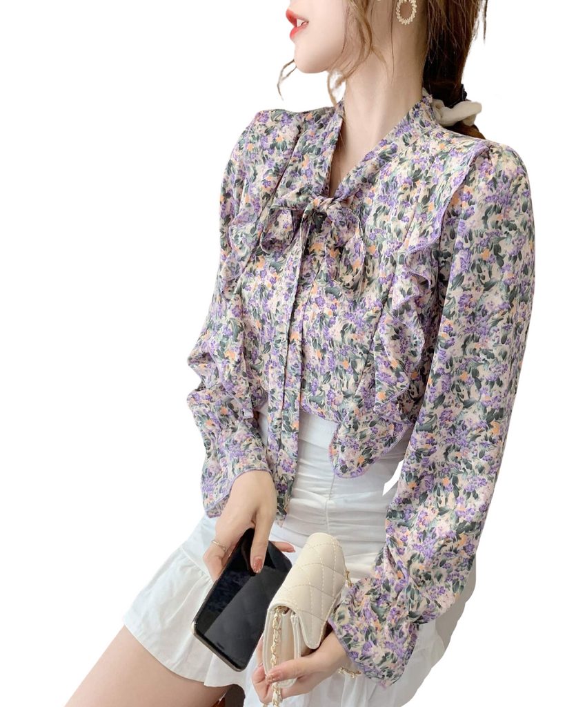 Polyester Printed Long Sleeve Tops