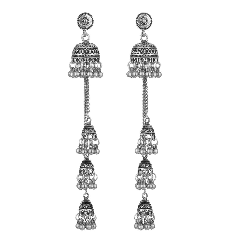 Oxidised Multiple Jhumka Earrings