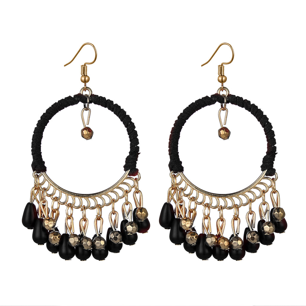 Acrylic Tassels Dangler with a Hollow Ring Earrings