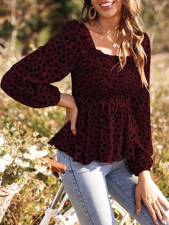 women-tops-Shirred-Pullover-Blouse-446
