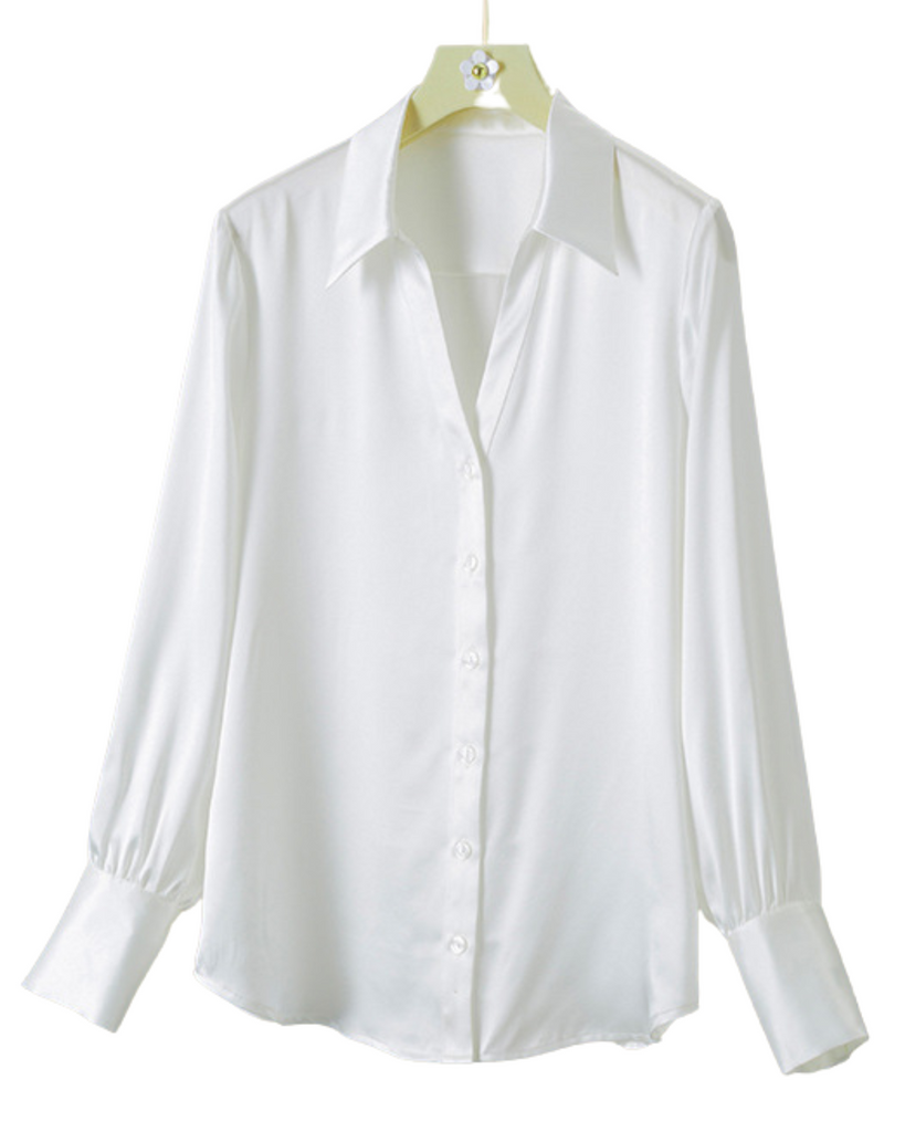Silk Solid Long Sleeve Shirt