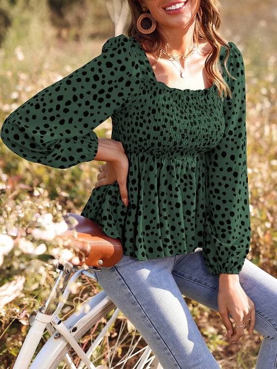 women-tops-Shirred-Pullover-Blouse-446