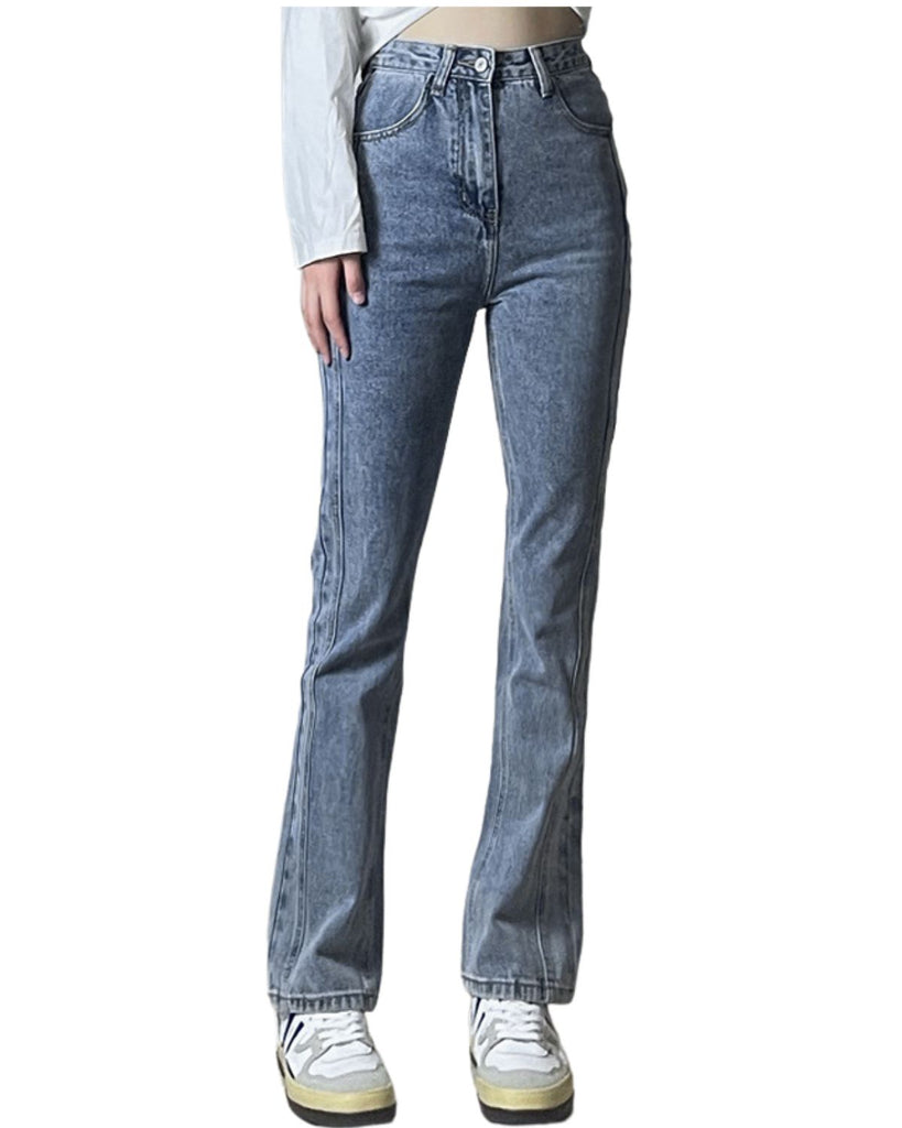 Polyester Straight Casual High Waist Jeans