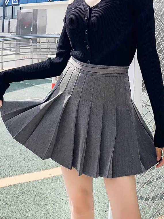 women-skirts-Zipper-Pleated-Skirt-3859