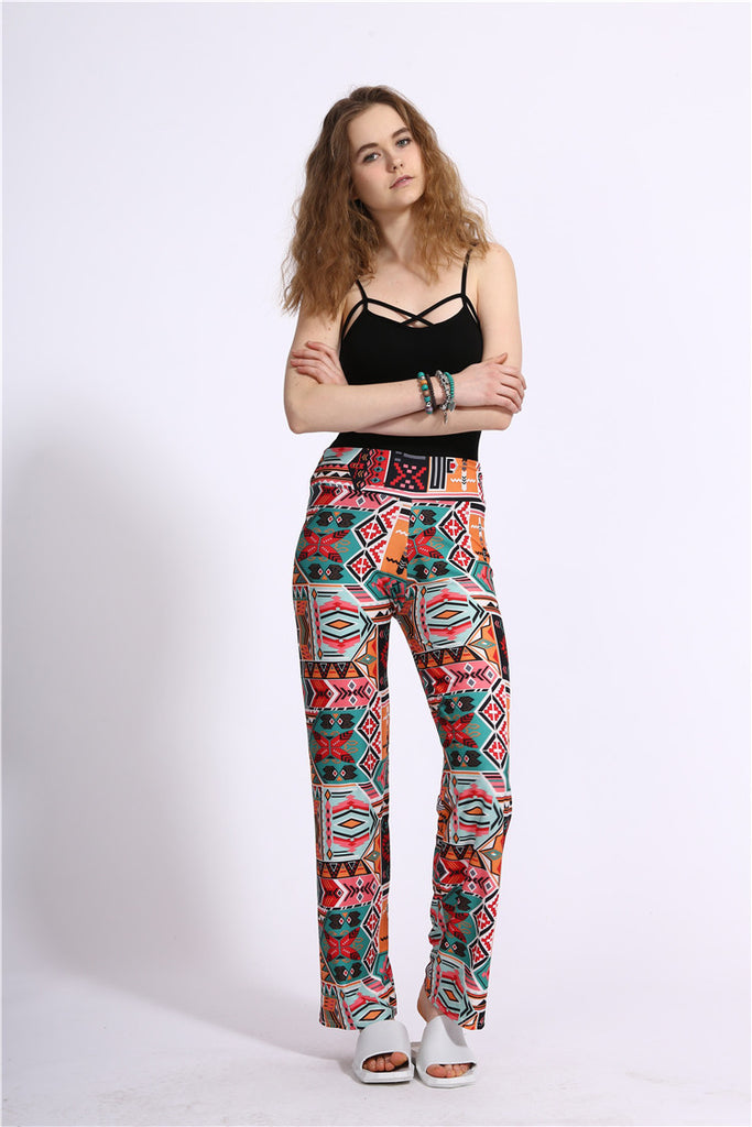 Polyester Mid Waist Solid Pants