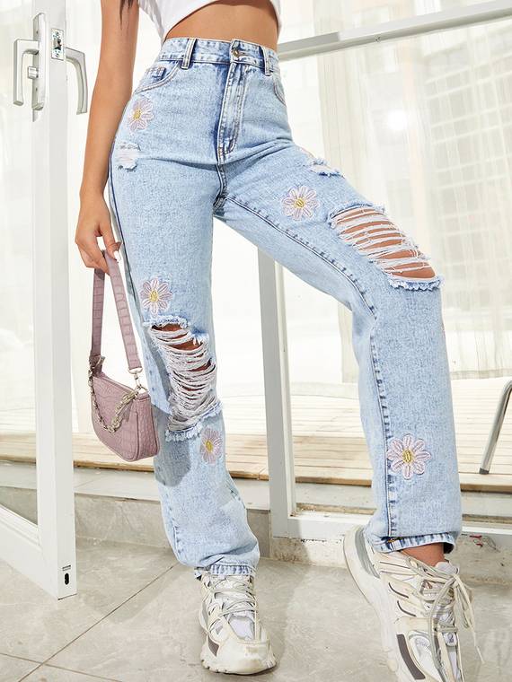 women-jeans
-Embroidery-Straight-Leg-Jeans-954