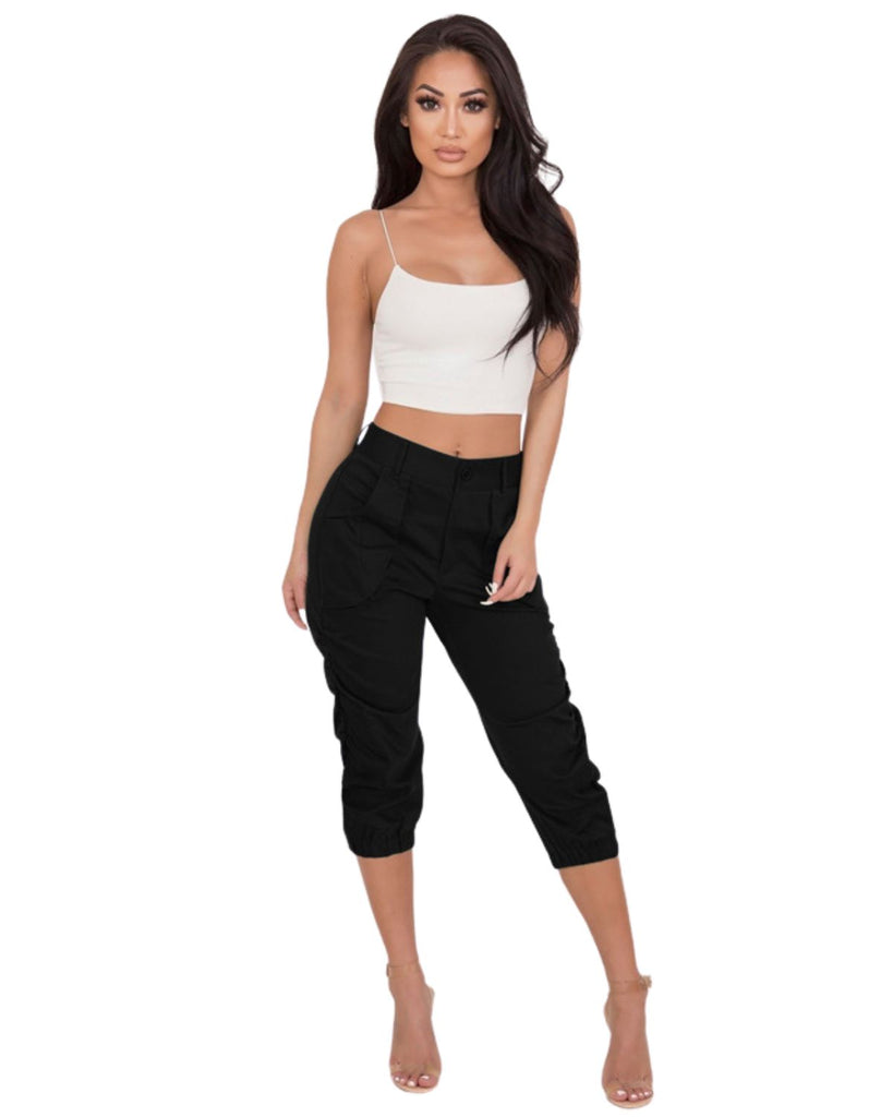 Polyester Solid Casual High Waist Pants