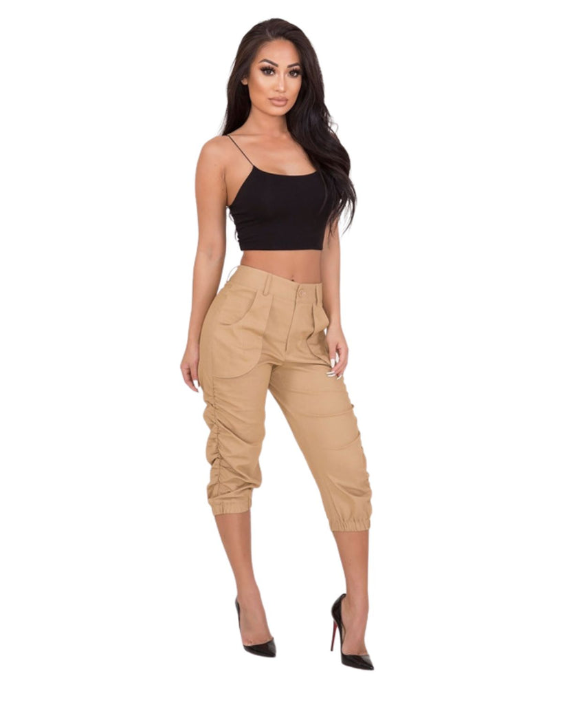 Polyester Solid Casual High Waist Pants