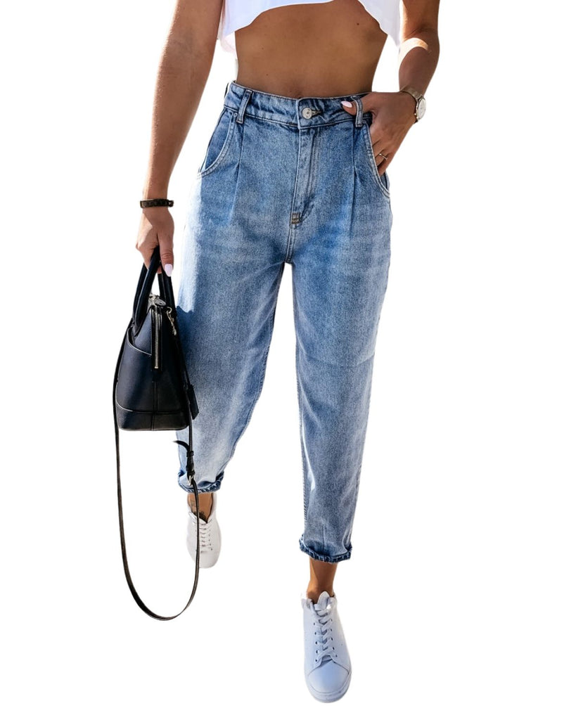 Polyester Solid Casual High Waist Jeans