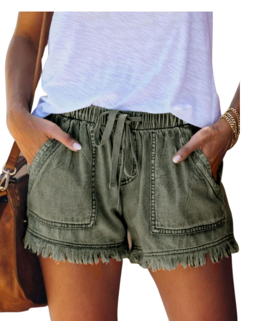 Rayon Solid Casual High Waist Shorts