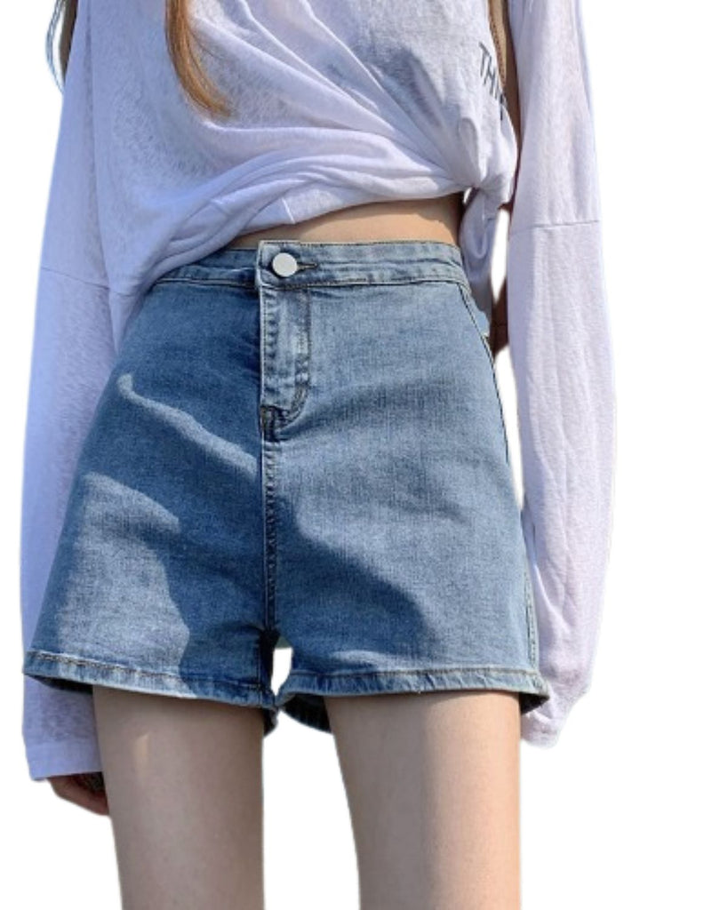 Cotton Solid Casual High Waist Shorts
