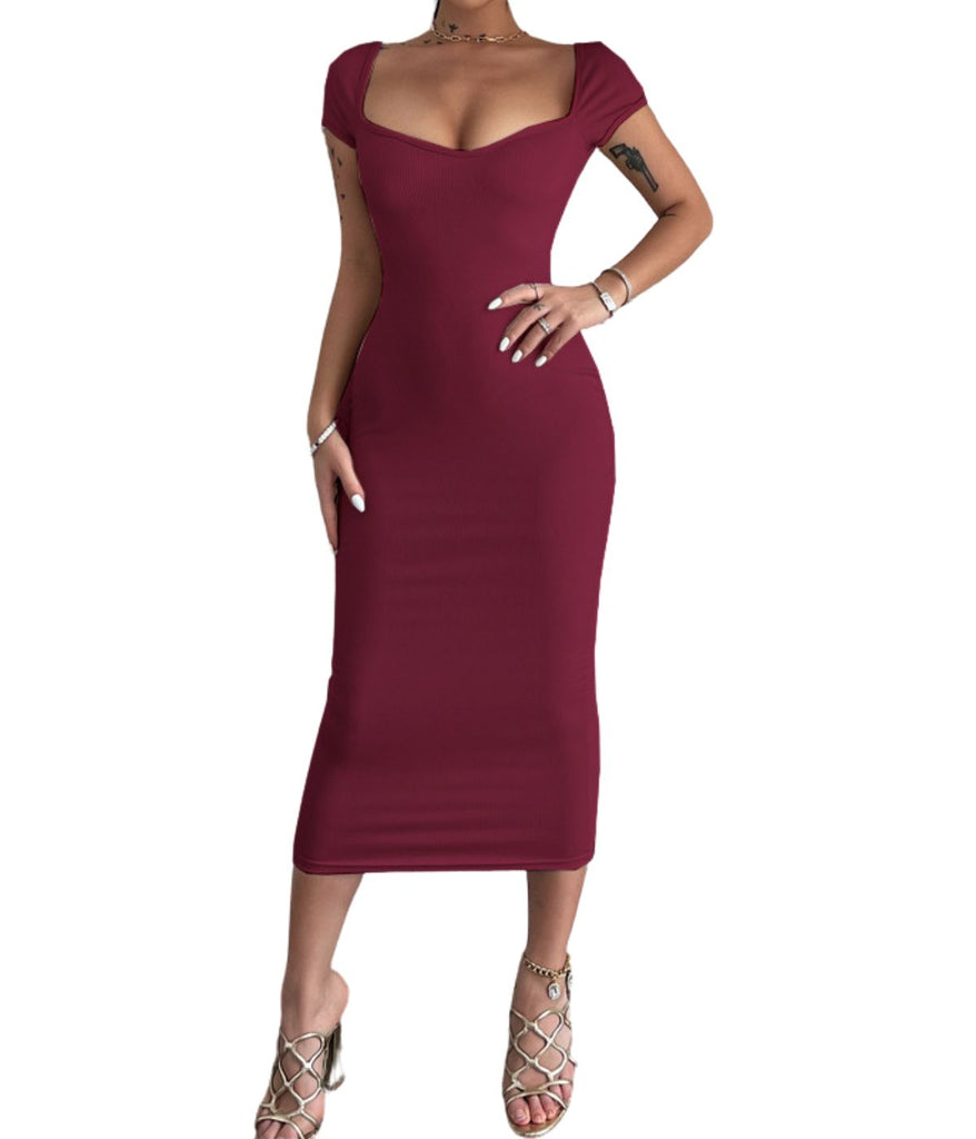 Polyester Sweetheart Neck Solid Dress