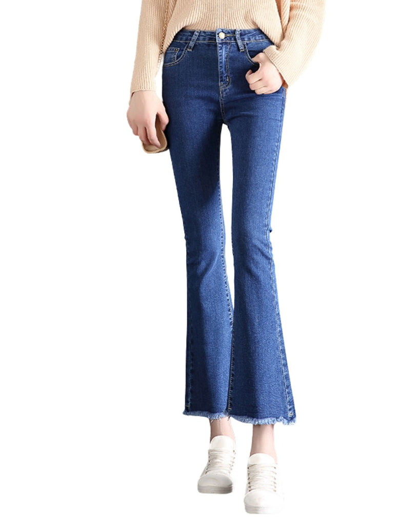 Cotton High Waist Flared Jeans