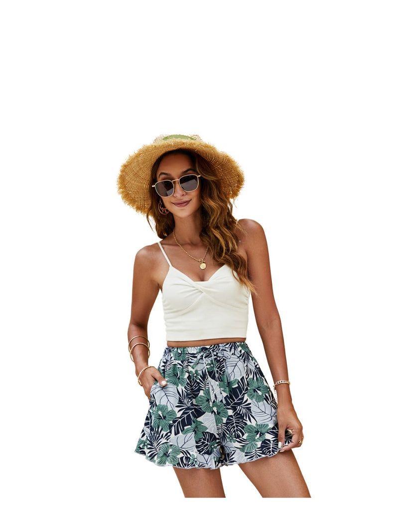 Nylon Printed Casual Middle Waist Shorts