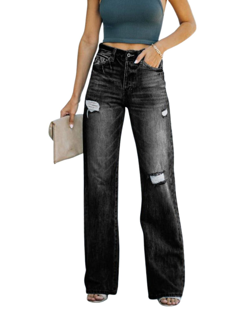 Cotton Solid Casual High Waist Jeans