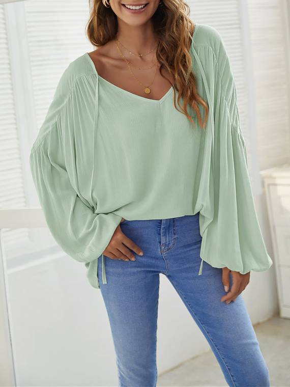 women-tops-Draped-Pullover-Blouse-155