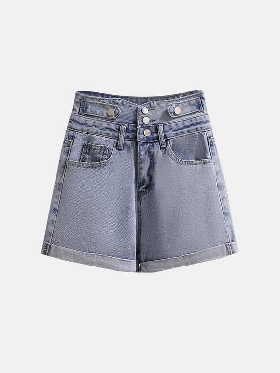 women-shorts-Waist-Tab-Straight-Leg-Shorts-3453