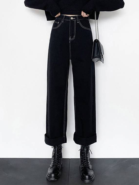 women-jeans
-Contrast-Stitch-Straight-Leg-Jeans-1004
