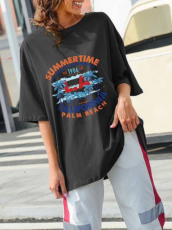 Positioning Printing Pullover T-Shirt