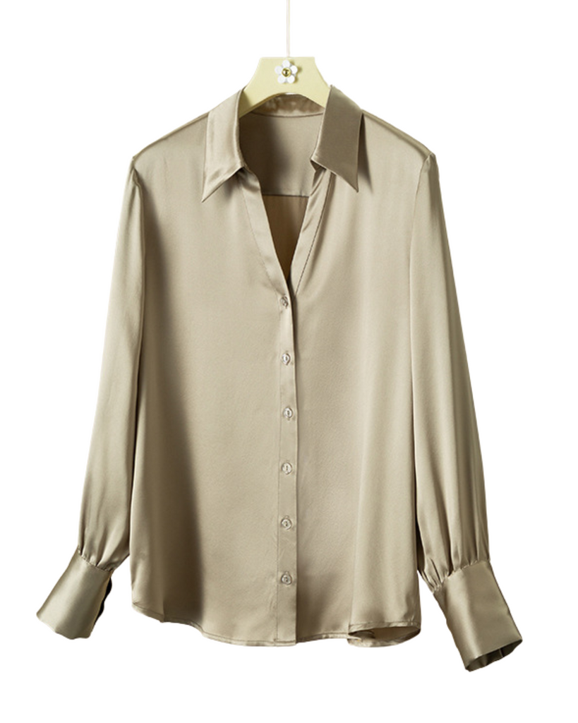 Silk Solid Long Sleeve Shirt