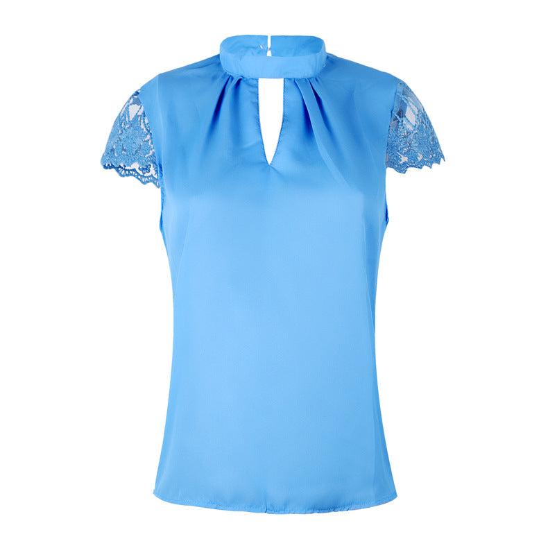 Polyester Solid Short Sleeve Tops