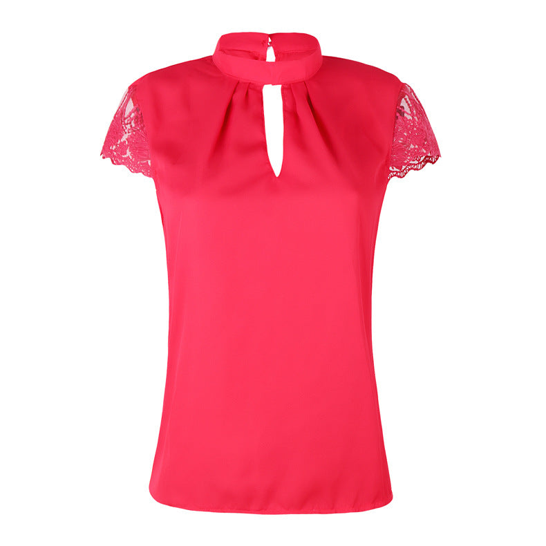 Polyester Solid Short Sleeve Tops