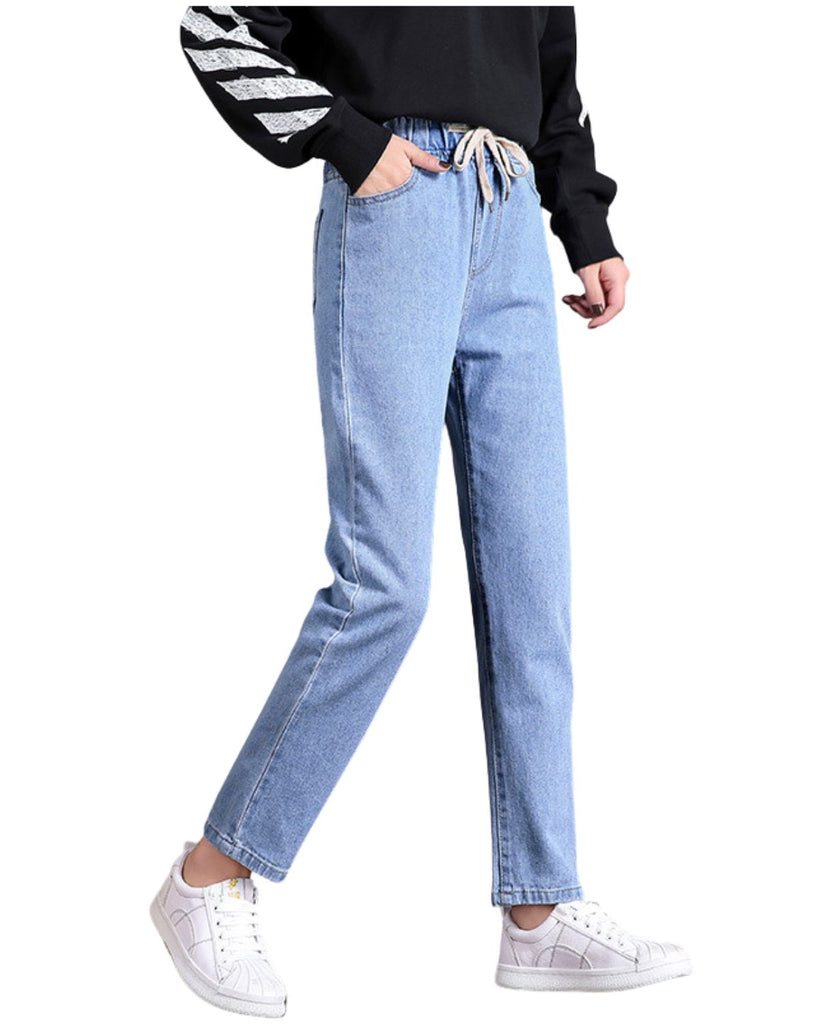 Cotton Straight High Waist Jeans