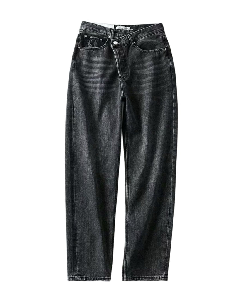 Cotton Straight Casual Mid Waist Jeans