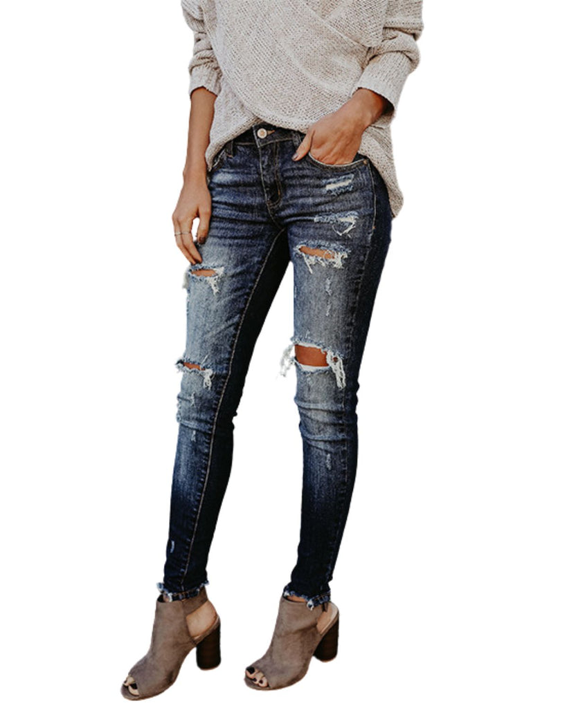 Cotton Pencil Casual Half-Assed Jeans