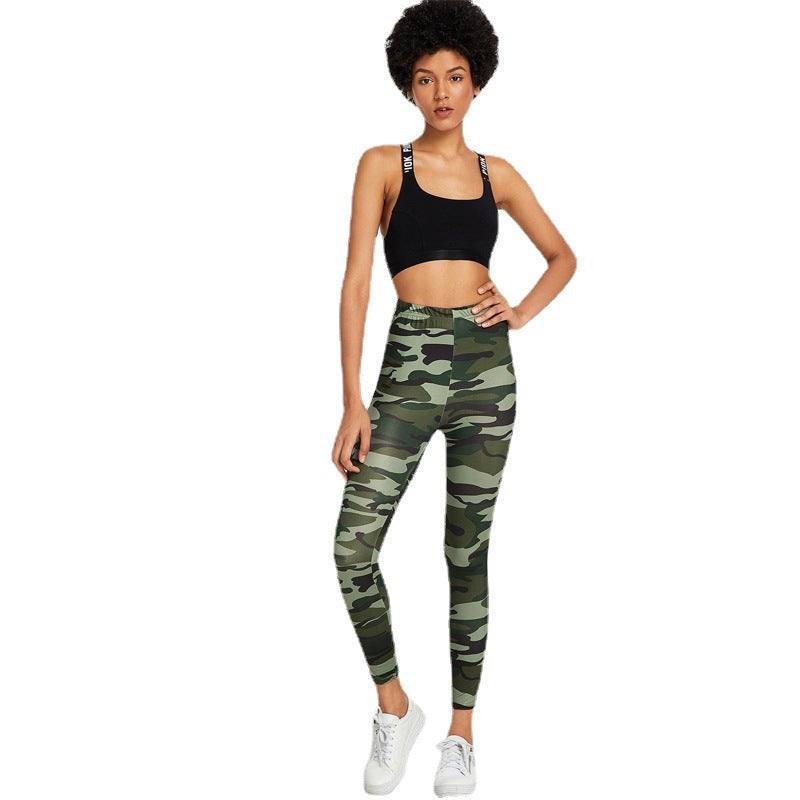 Cotton Camouflage Casual Middle Waist Leggings