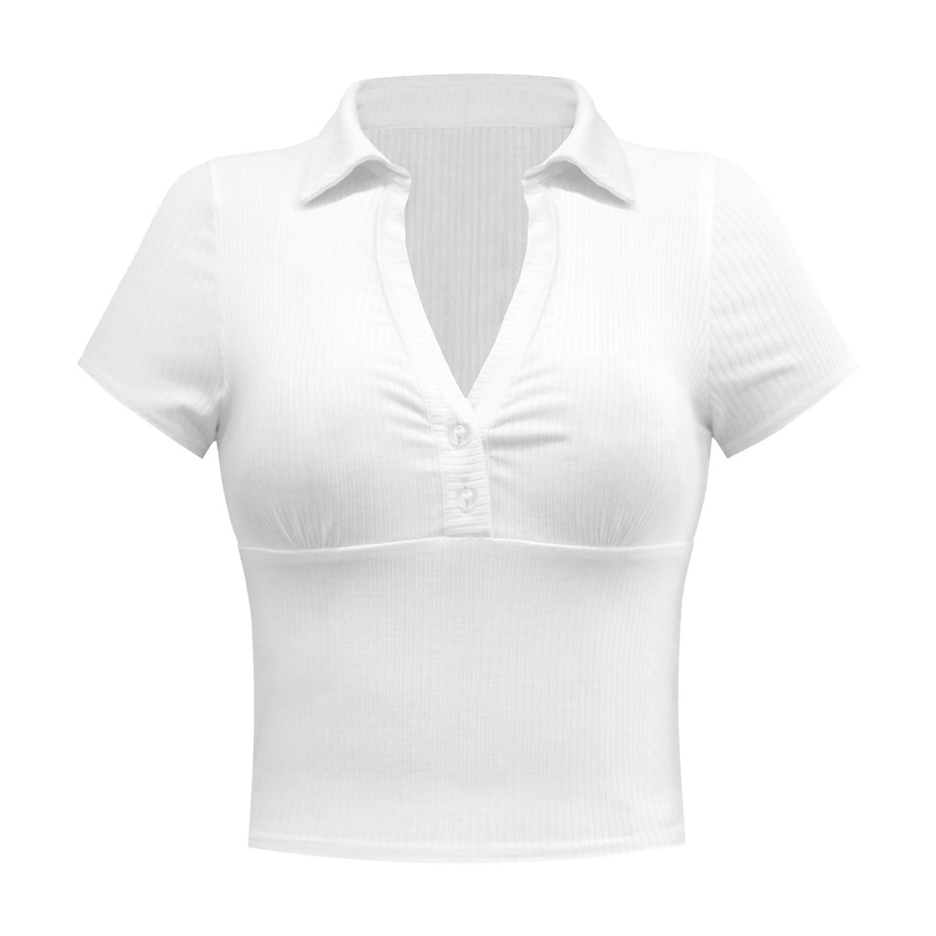 Polyester V Neck Slim Type Solid T Shirt