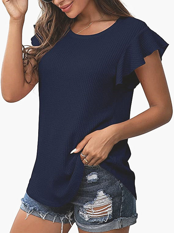 Polyester Round Neck Solid Top