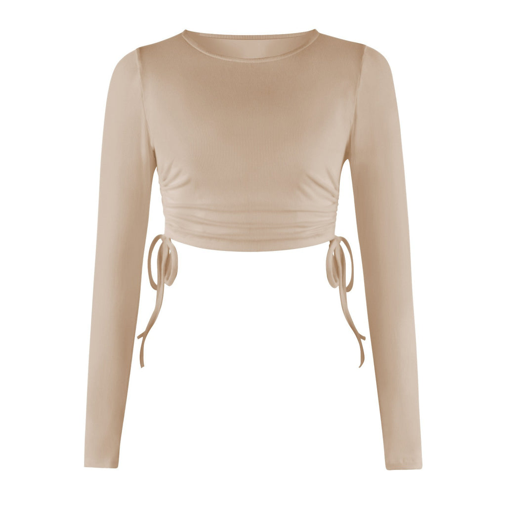 Polyester Round Neck Slim Type Solid Top
