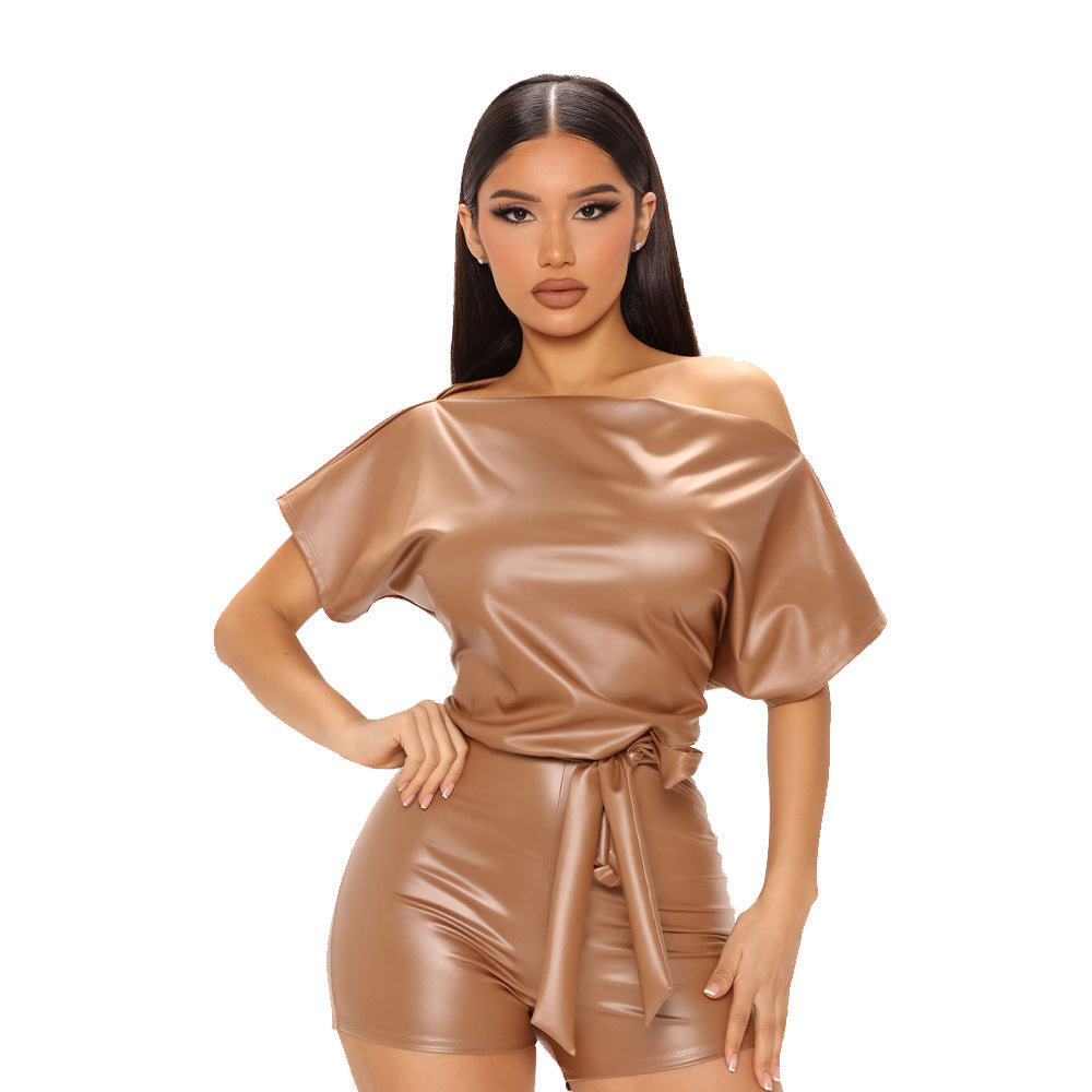 Leather Solid Jumpsuit