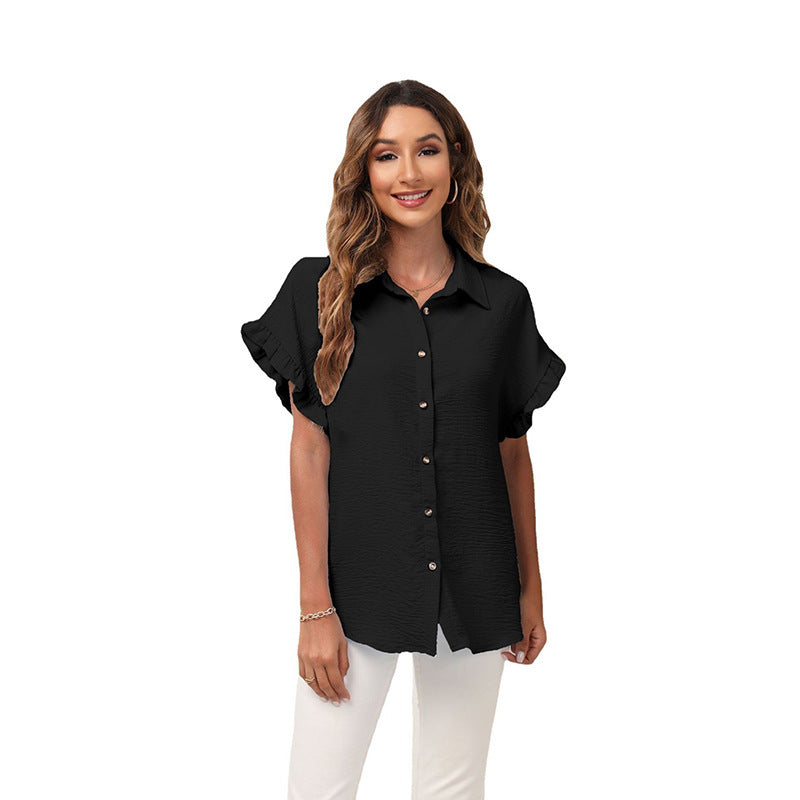 Polyester Solid Short Sleeve Shirt