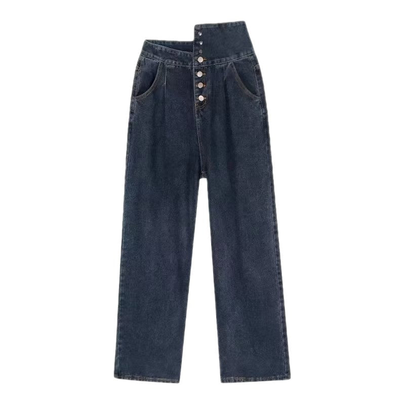 Cotton Flared Casual High Waist Jeans