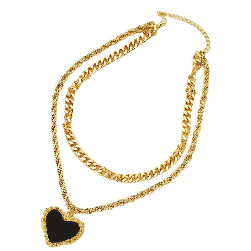 Alloy Neck Chain with Heart Pendant Necklace