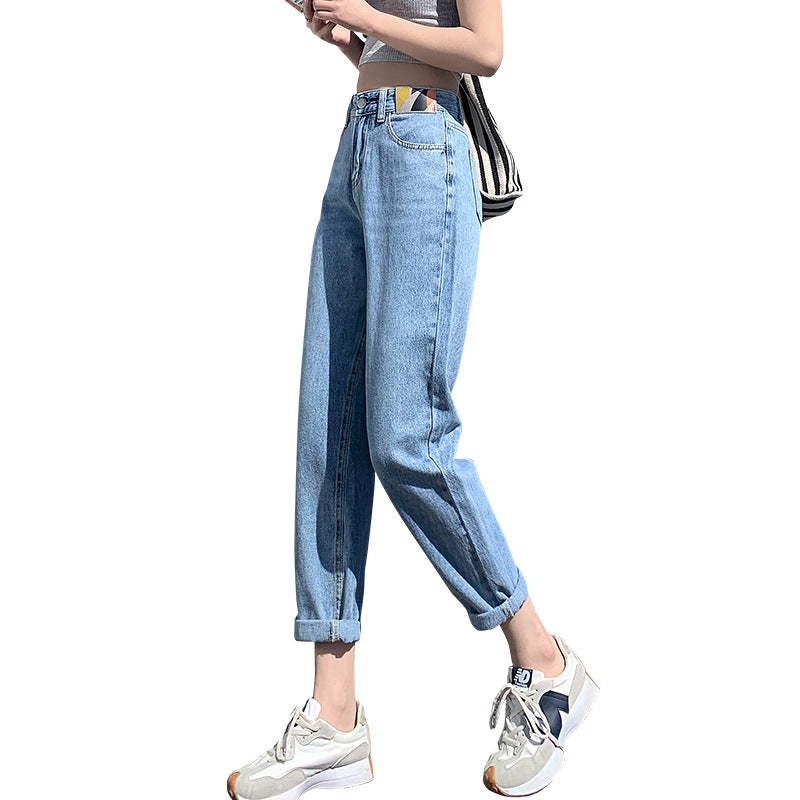 Cotton Straight Casual High Waist Jeans
