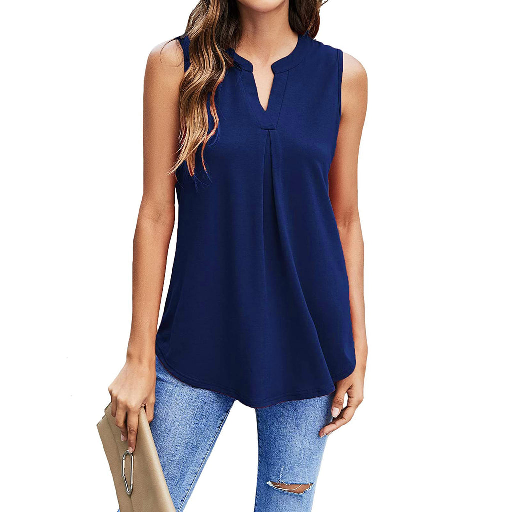 Polyester V Neck Solid Loose Casual Top
