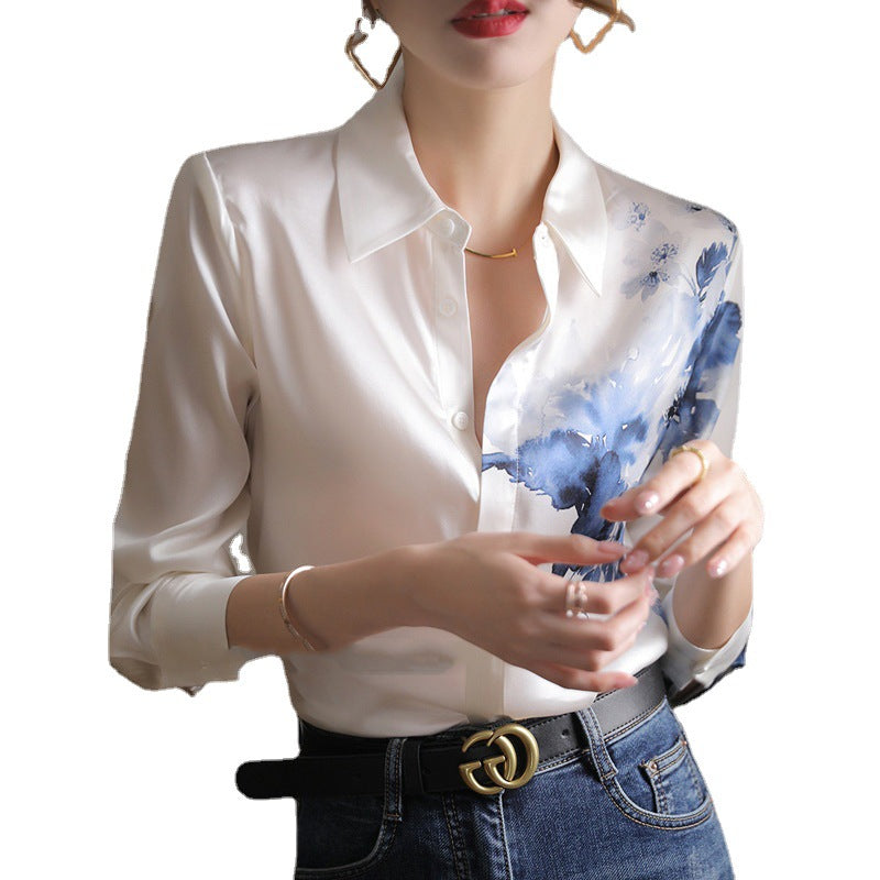 Polyester Spread Collar Regular Sleeves Shirt