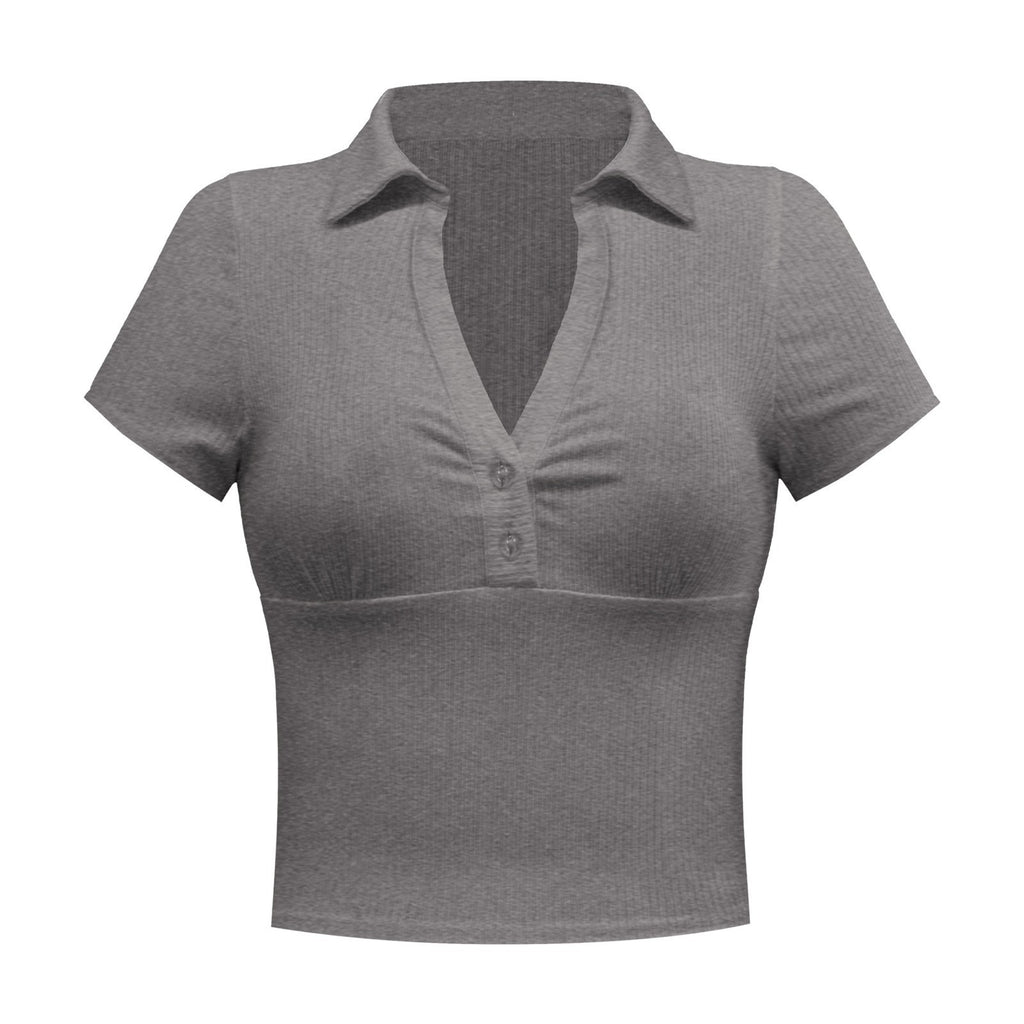 Polyester V Neck Slim Type Solid T Shirt