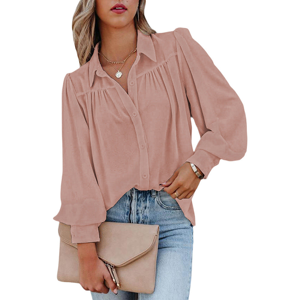 Polyester Solid Long Sleeve Shirt