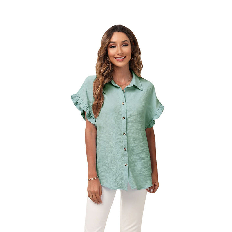 Polyester Solid Short Sleeve Shirt