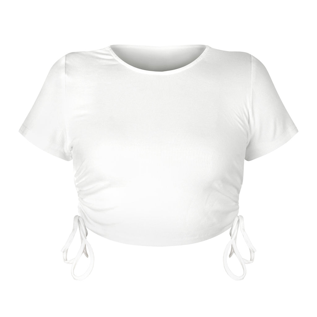 Polyester Round Neck Slim Type Solid Top