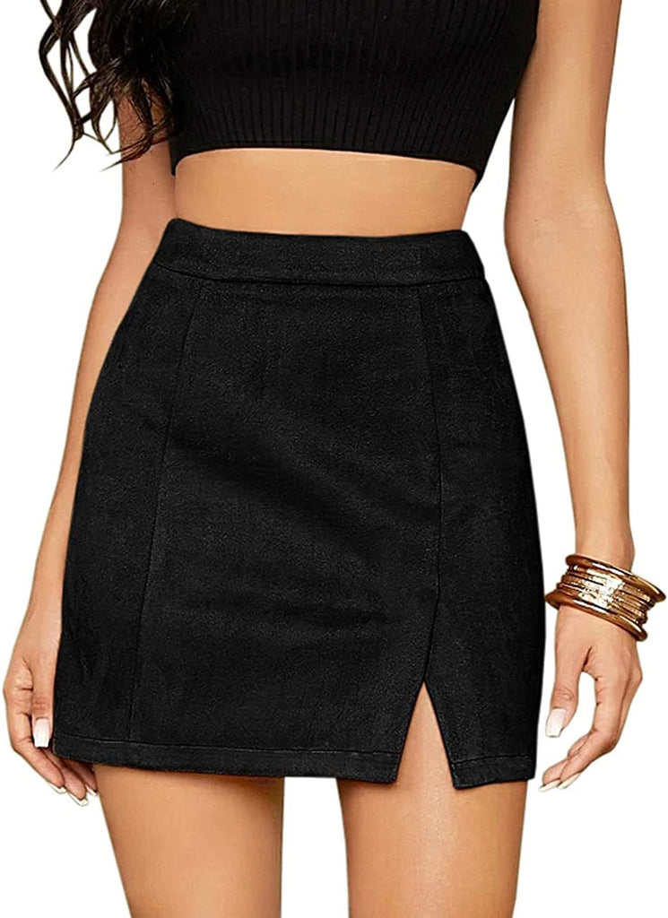 Polyester Solid Middle Waist Skirt
