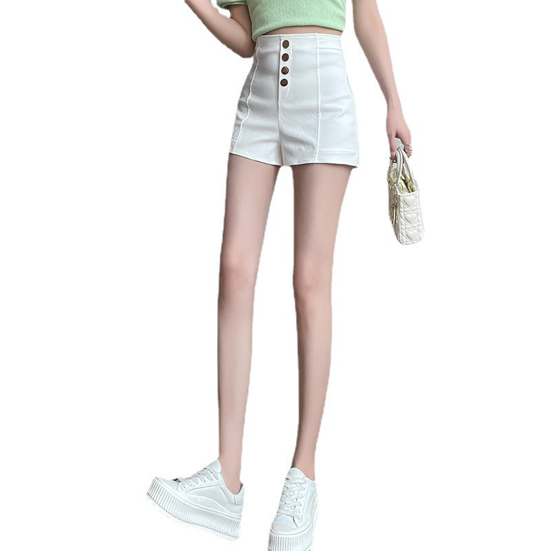 Polyester Solid Casual High Waist Shorts