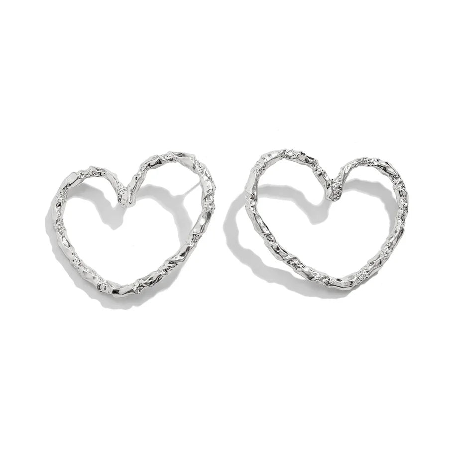 Iron Heart Pattern Quirky Dangler Earrings